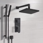 Remer SFR99 Matte Black Shower Set With 8 Inch Rain Shower Head and Hand Shower